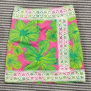 Lilly Pulitzer Pink and Green Floral Mini Skirt